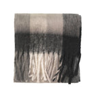 Women’s Soft Check Scarf – Oversized Plaid Winter Wrap with Tassel Fringe - Grey Check - Heritage Of Scotland -
