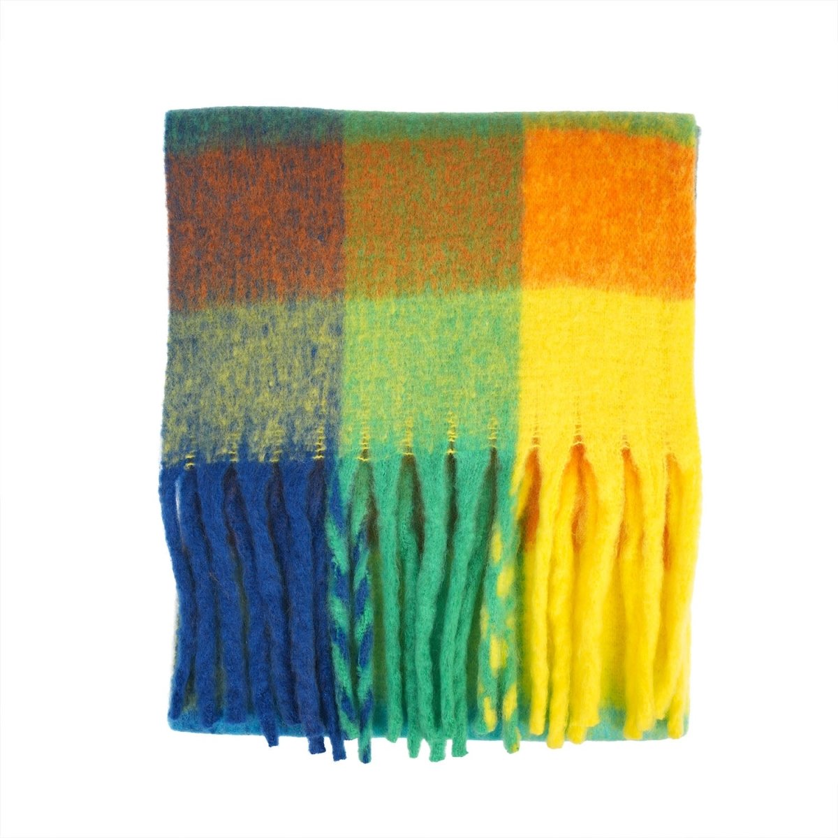 Women’s Soft Check Scarf – Oversized Plaid Winter Wrap with Tassel Fringe - Multi Check - Heritage Of Scotland -