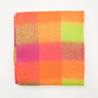 Women’s Soft Check Scarf – Oversized Plaid Winter Wrap with Tassel Fringe - Neon Check - Heritage Of Scotland -