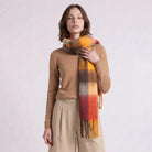 Women’s Soft Check Scarf – Oversized Plaid Winter Wrap with Tassel Fringe - Spice Check - Heritage Of Scotland -