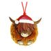 Wooden Cow Pom Pom Christmas Ornament - Heritage Of Scotland - N/A