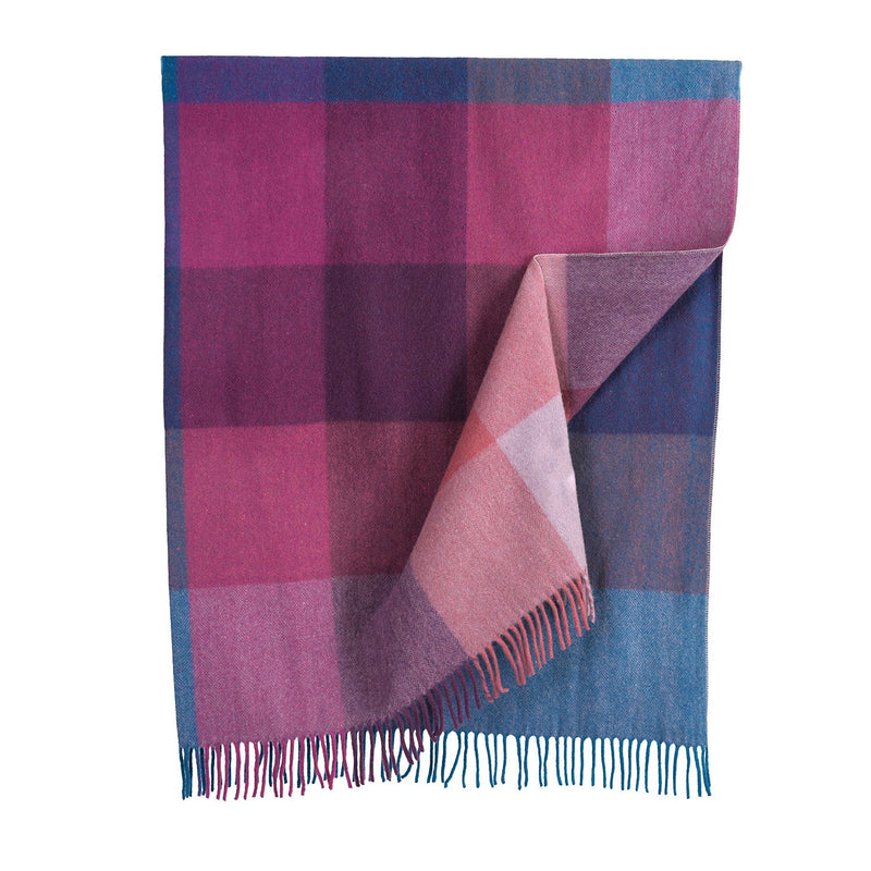 Woodside Check Blanket – Turquoise & Pink Plaid Throw - Heritage Of Scotland - TURQUOISE