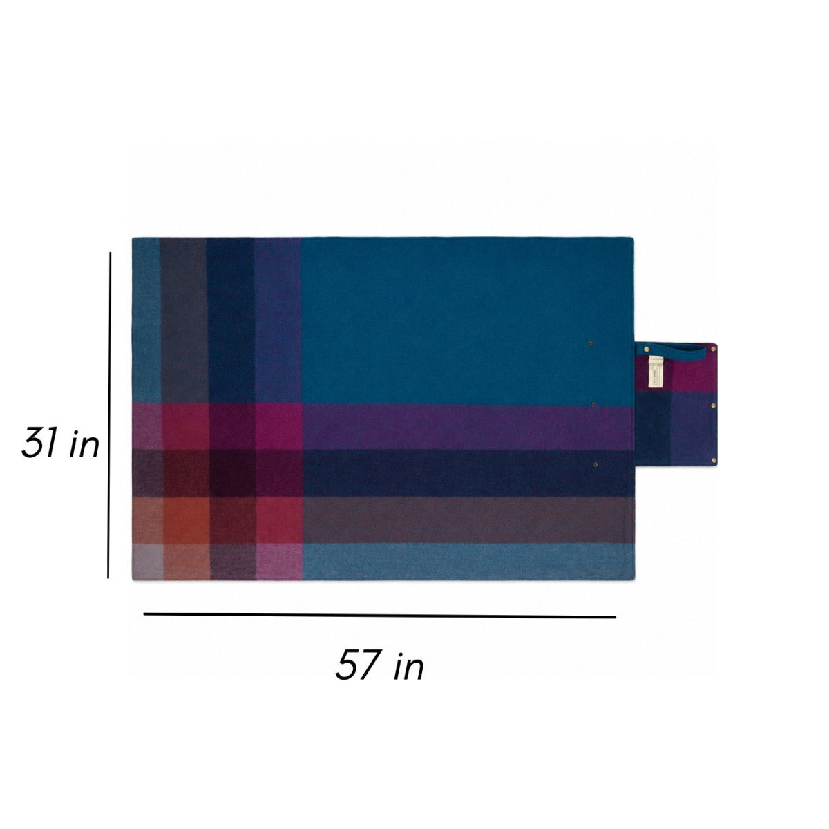 Woodside Check Foldaway Picnic Blanket With Carry Strap - Turquoise - Heritage Of Scotland -