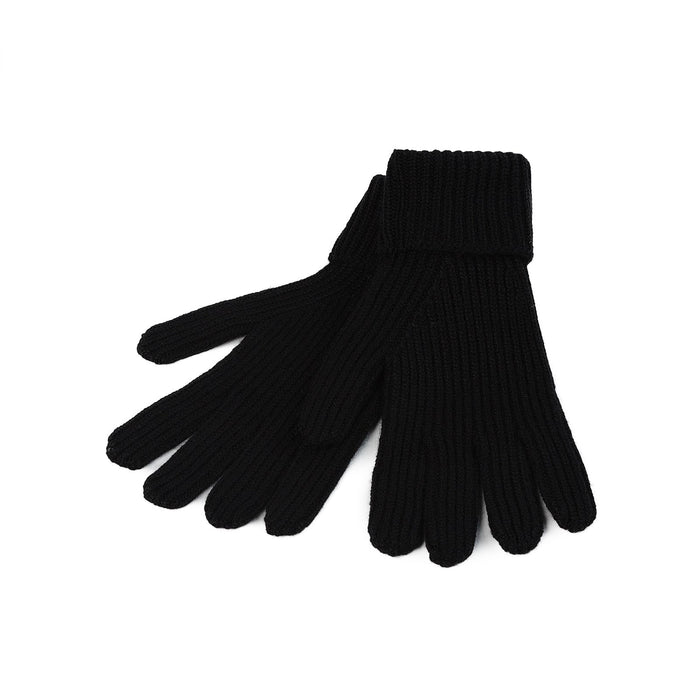 100% Cashmere Gents Rib Glove Black - Heritage Of Scotland - BLACK