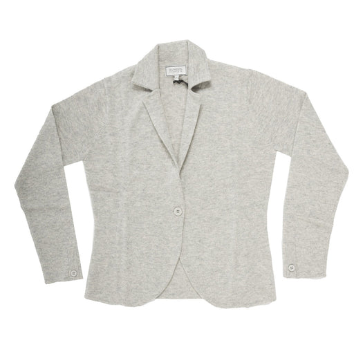 100% Cashmere Ladies Blazer Knit Light Grey - Heritage Of Scotland - LIGHT GREY