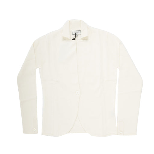 100% Cashmere Ladies Blazer Knit White - Heritage Of Scotland - WHITE