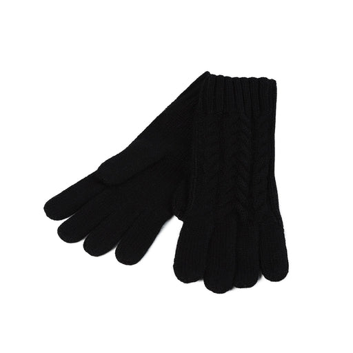 100% Cashmere Ladies Cable Glove Black - Heritage Of Scotland - BLACK