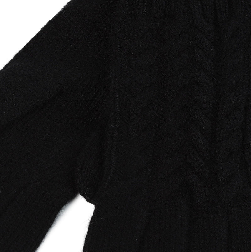 100% Cashmere Ladies Cable Glove Black - Heritage Of Scotland - BLACK