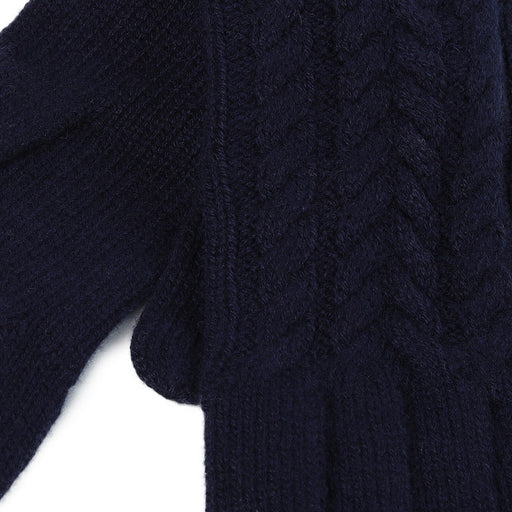100% Cashmere Ladies Cable Glove Navy - Heritage Of Scotland - Navy