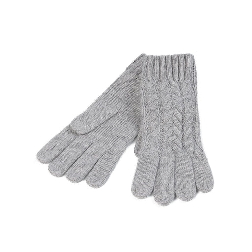 100% Cashmere Ladies Cable Glove New Grey - Heritage Of Scotland - NEW GREY