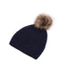 100% Cashmere Ladies Cable Rib Beanie Navy - Heritage Of Scotland - Navy