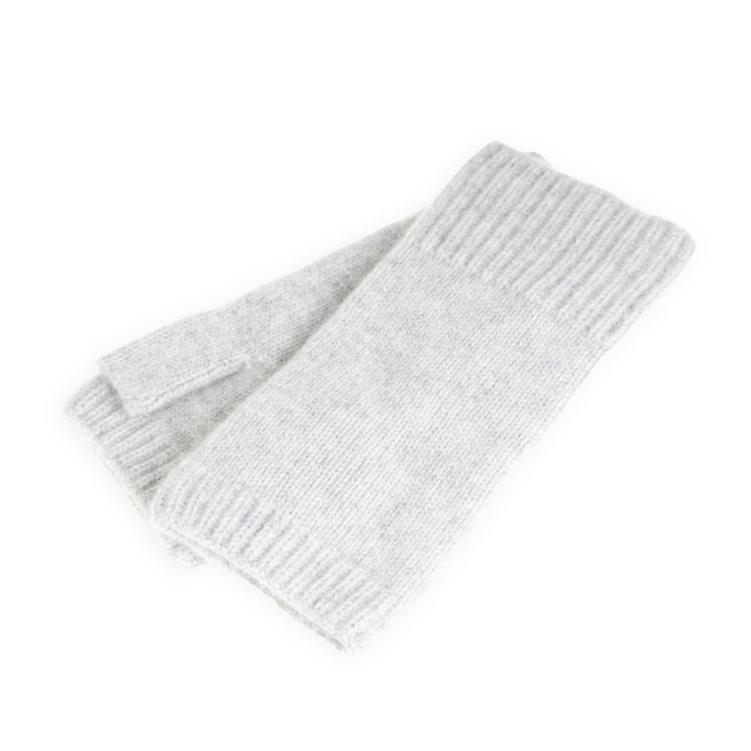 100% Cashmere Ladies Rib Wristlet Light Grey - Heritage Of Scotland - LIGHT GREY