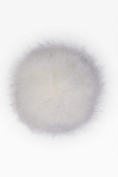 100% Faux Fur Pom Pom White/ Black Tip - Heritage Of Scotland - WHITE/ BLACK TIP