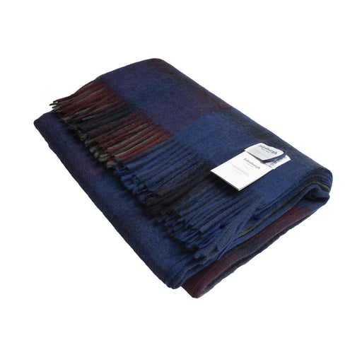 100% Lambswool Blanket Graded Block Check Indigo Blue - Heritage Of Scotland - GRADED BLOCK CHECK INDIGO BLUE