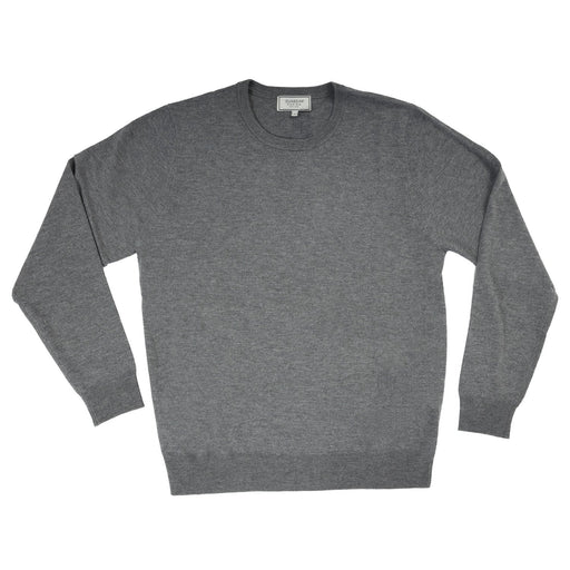 100% Merino Gents Crew Neck Sweater Pewter - Heritage Of Scotland - PEWTER