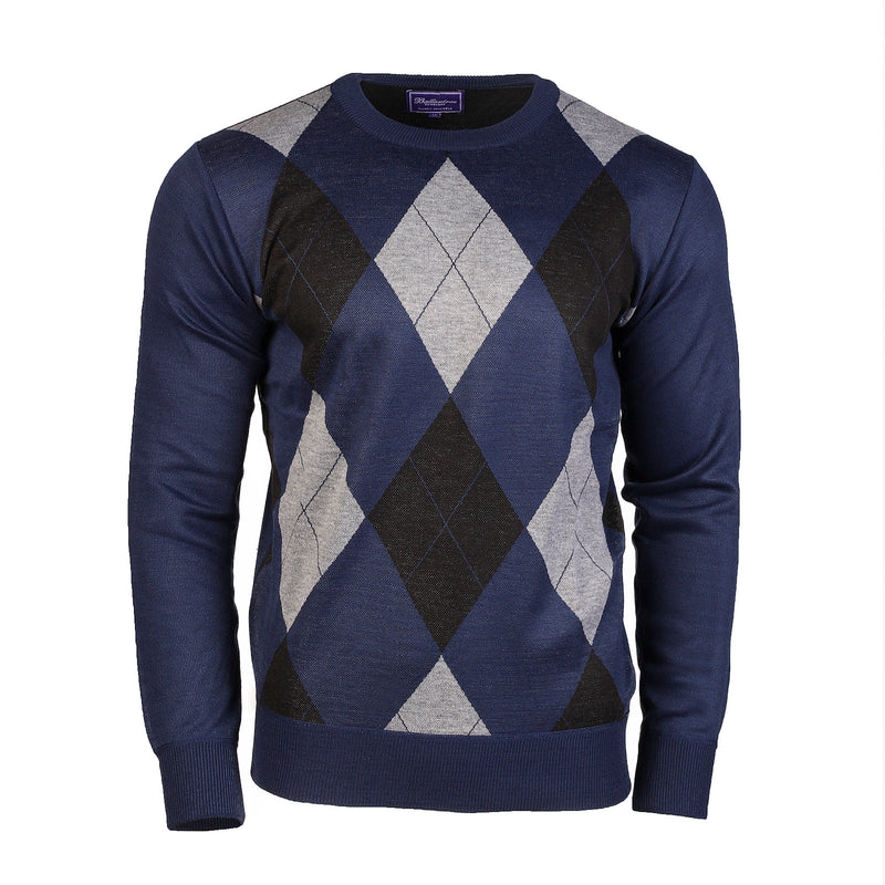 Men's Argyle Ballantrae Jumper Crew Neck Turquoise
