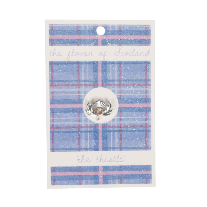 Thistle Pin With Flower Of Scotland Card