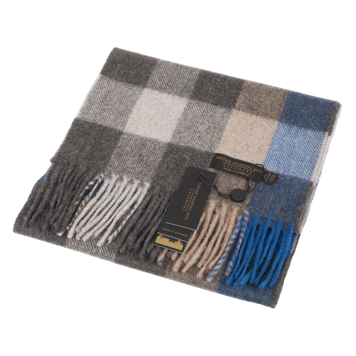 100% Cashmere Scarf Made In Scotland Cubes Shadow