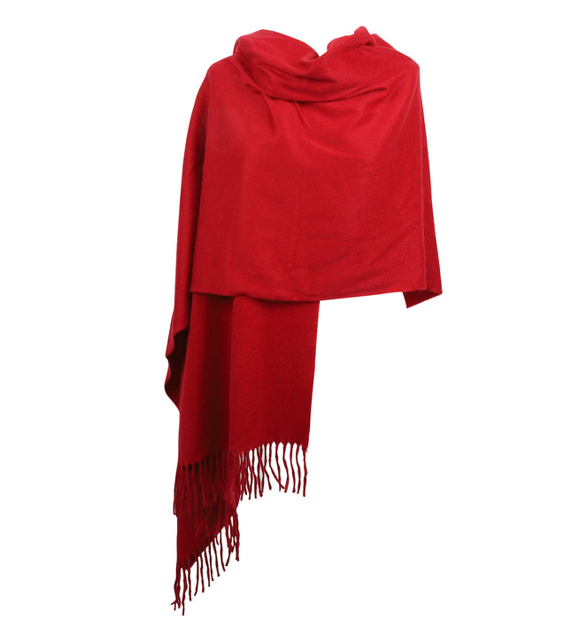 100% Cashmere Solid Stole  Red