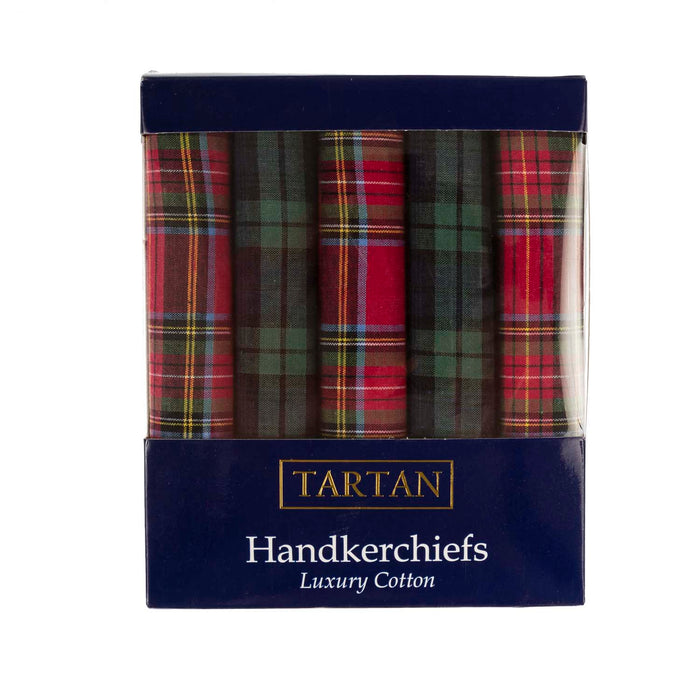 Adults Tartan Handkerchiefs 5 Pack Box Set