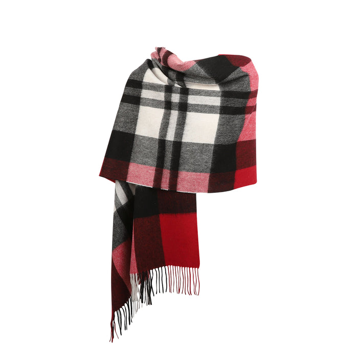 90/10 Tartan Cashmere Blanket Scarf  Exploded Red