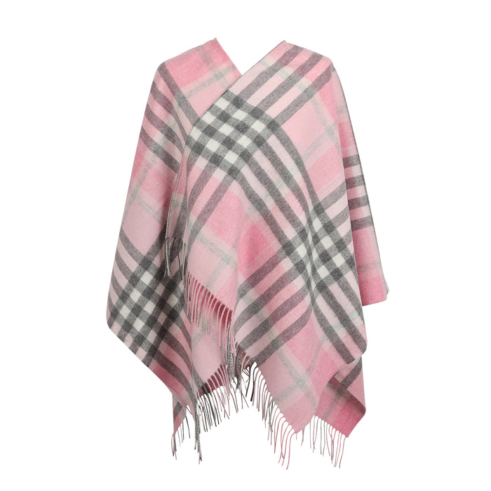 Chequer Tartan 90/10 Cashmere Mini Cape  Pink