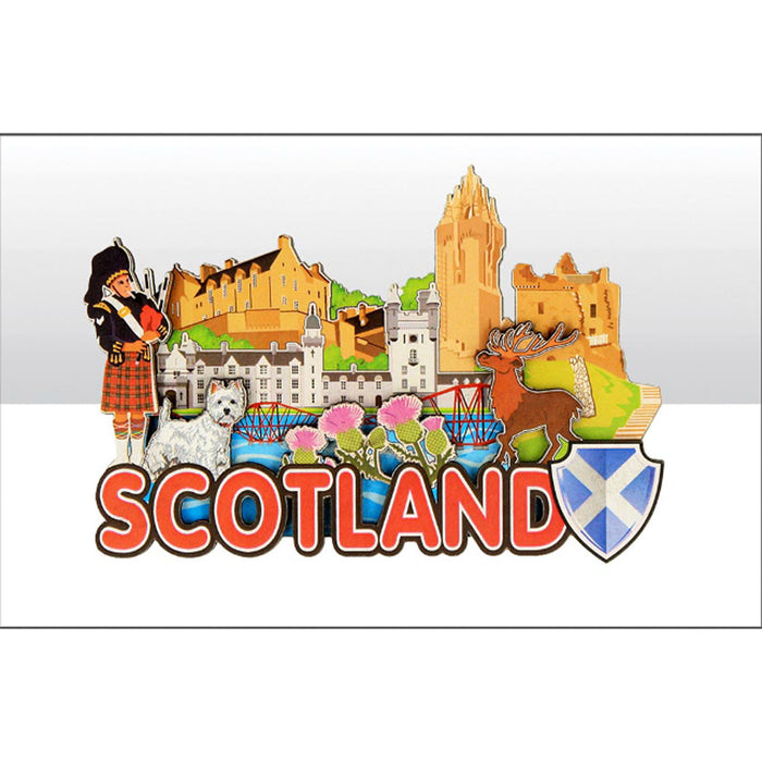 Scotland & Saltire Shield  Wood Magnet