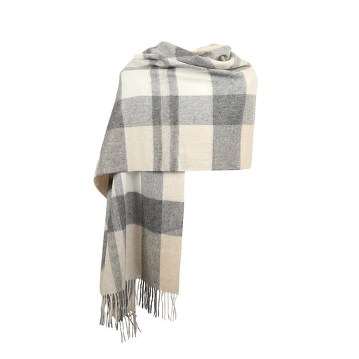 90/10 Tartan Cashmere Blanket Scarf Exploded Natural - Heritage Of Scotland - EXPLODED NATURAL