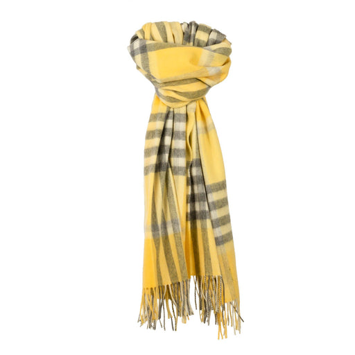 90/10 Tartan Cashmere Blanket Scarf Yellow - Heritage Of Scotland - YELLOW