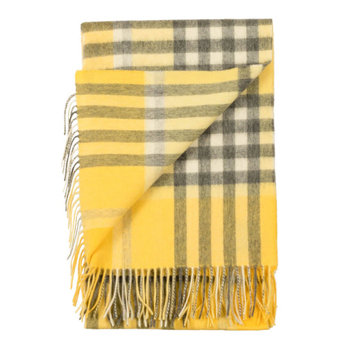 90/10 Tartan Cashmere Blanket Scarf Yellow - Heritage Of Scotland - YELLOW