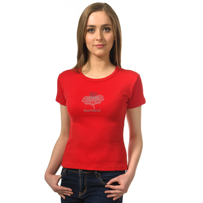 Ladies Beaded Thistle T/Shirt Red | Heritage of Scotland — Heritage Of ...