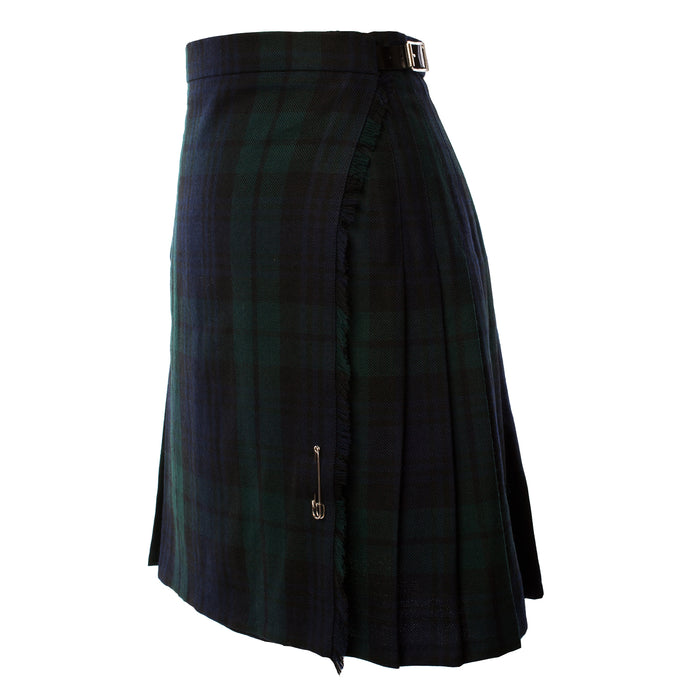 Ladies Knee Length Tartan Kilted Skirt Black Watch