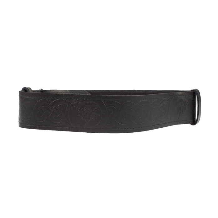 Gent's Leather Kilt Belt, Thistle Embossed