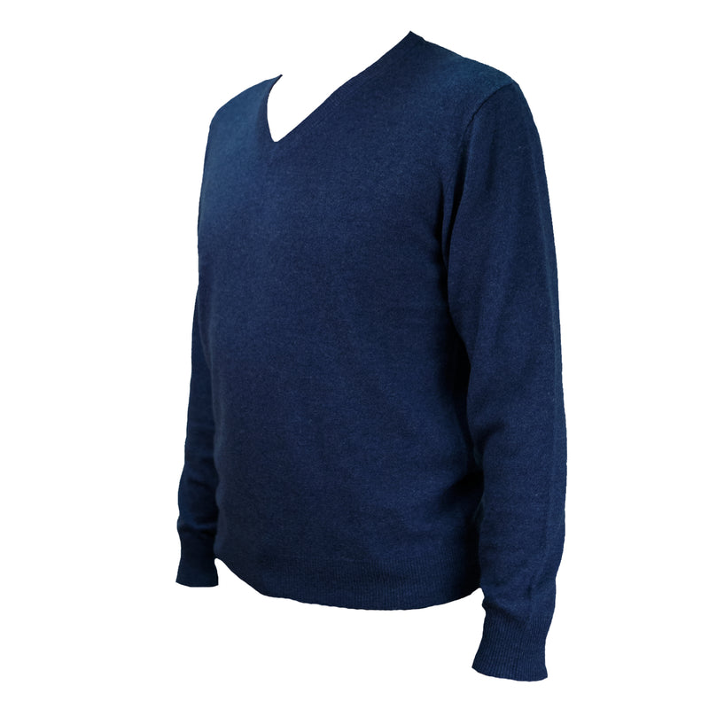 Men's Dunedin Cashmere 100% Cashmere V Neck - Denim