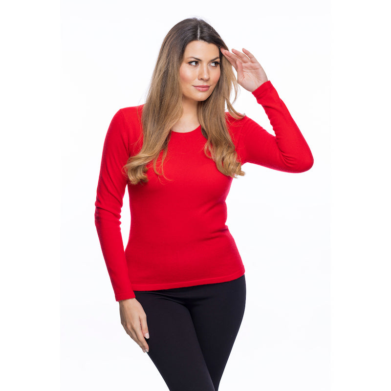 Dunedin Cashmere Women’s 100% Cashmere C-Neck Jumper – Cardinal