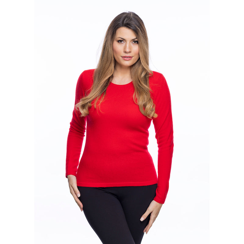 Dunedin Cashmere Women’s 100% Cashmere C-Neck Jumper – Cardinal