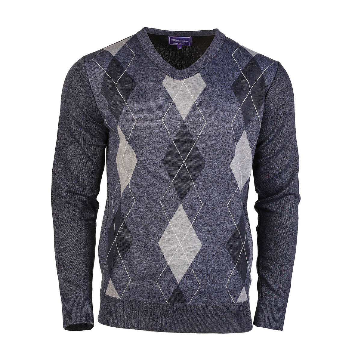 Men's Argyle Ballantrae Jumper BLUE MELANGE | Heritage of Scotland ...