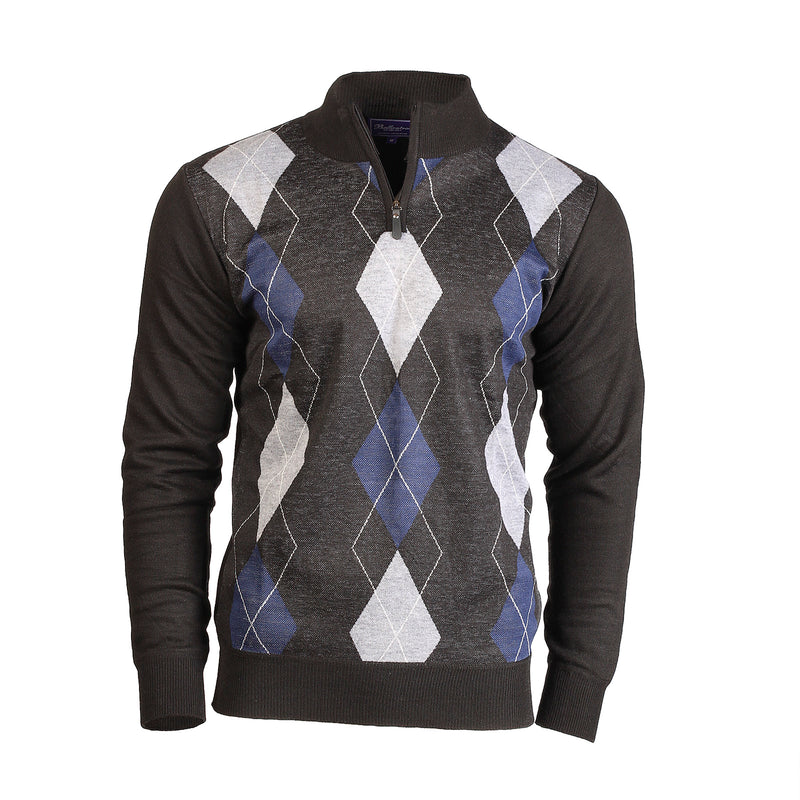 Men's Argyle Ballantrae Jumper Half Zip  Black