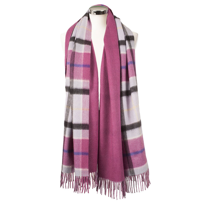 Dunedin Cashmere Double Sided Big Check  Aston-Opal Coulis/Pink