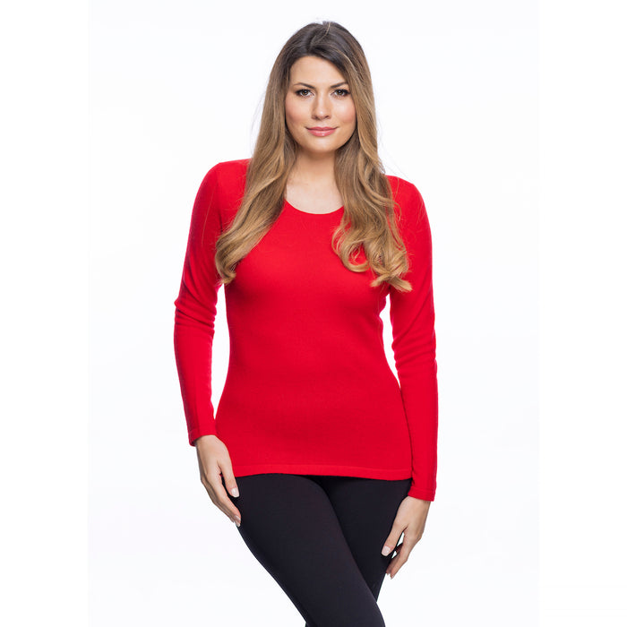 Ladies Merino Wool Crew Neck Jumper Rouge