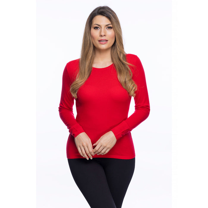 Ladies Merino Wool Crew Neck Jumper Rouge