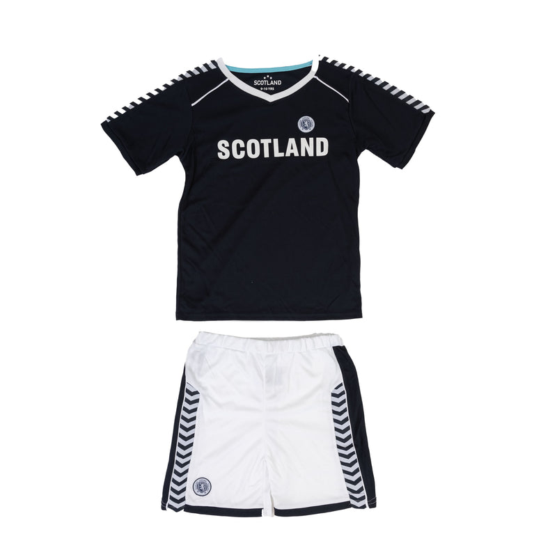 Kids Plain Scotland Football Kit Top & Shorts Set Navy