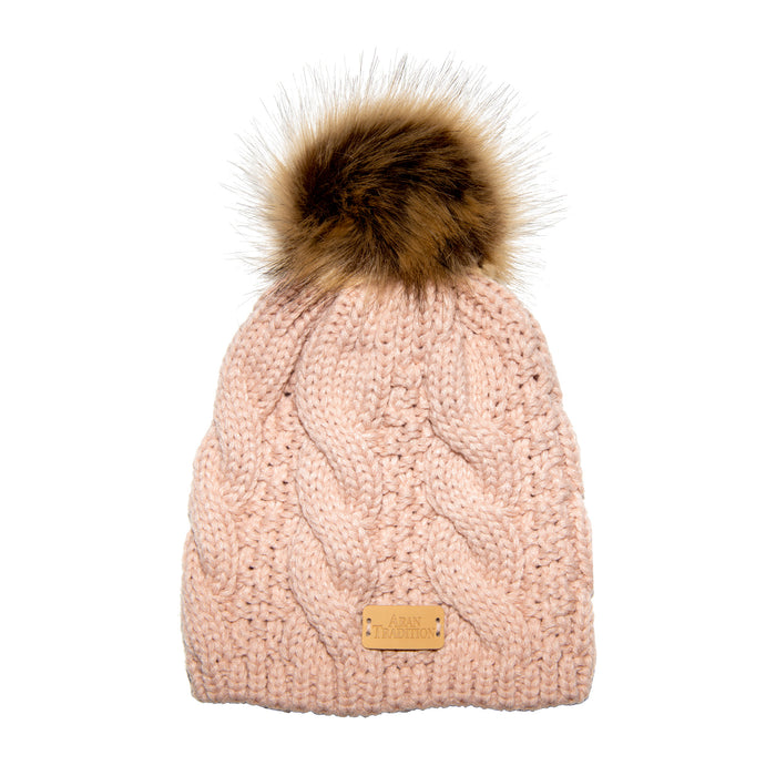 Aran Cable Natural Fur Tammy Hat