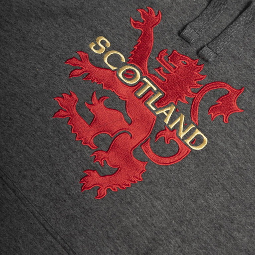 Adult Hoodie Lion/Scotland Tartan Sleeve - Heritage Of Scotland - CHARCOAL