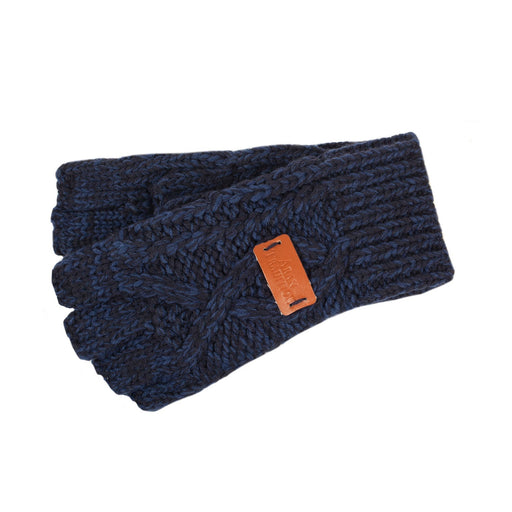 Aran Cable Fingerless Gloves - Heritage Of Scotland - NAVY