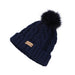 Aran Hat With Faux Fur Bobble - Heritage Of Scotland - Navy