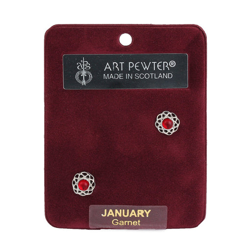 Art Pewter Earrings January - Heritage Of Scotland - JANUARY (GARNET)