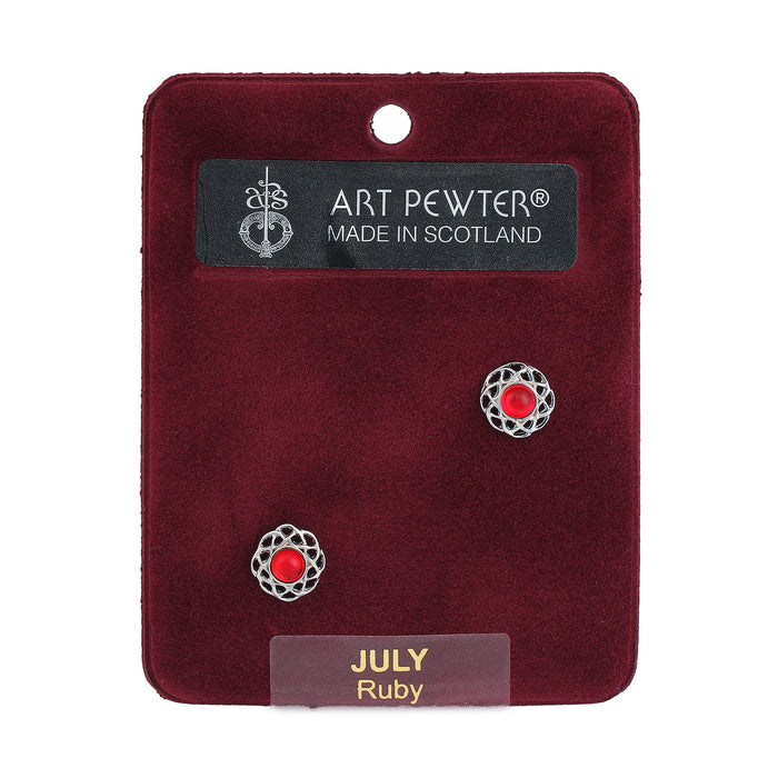 Art Pewter Earrings July - Heritage Of Scotland - JULY (RUBY)