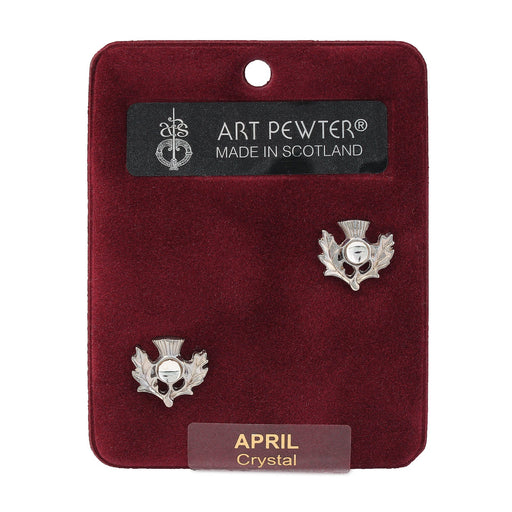Art Pewter Thistle Earrings April - Heritage Of Scotland - APRIL (CRYSTAL)