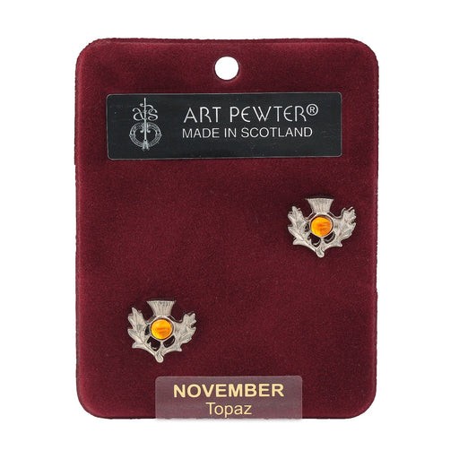 Art Pewter Thistle Earrings November - Heritage Of Scotland - NOVEMBER (TOPAZ)